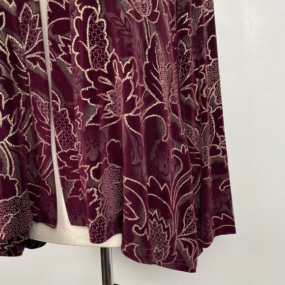 R&M Richards Jacket 6P Purple Metallic Floral Slinky Stretch Dressy Travel Knit - Picture 9 of 15